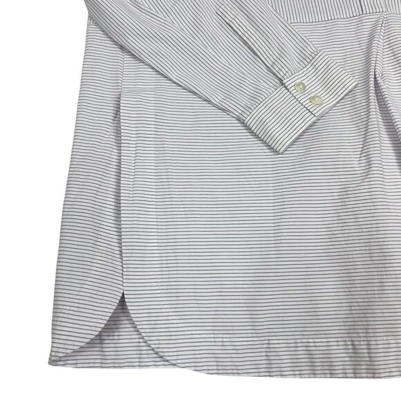 J Jill White Purple Striped 1/2 Button Long Sleeve Collared Tunic Blouse Large - Picture 5 of 8